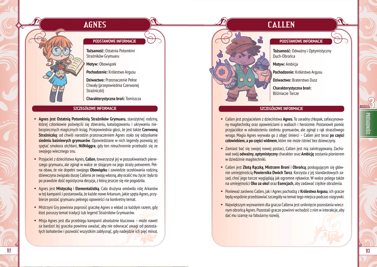 Wnętrze książki przedstawiające postaci Agnes i Callena